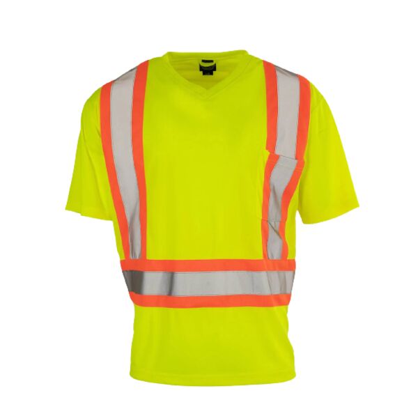 Hi Vis V-Neck Short Sleeve Safety Tee Shirt Thumbnail